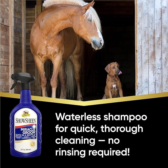 Absorbine ShowSheen Miracle Groom Waterless Shampoo, 5-in-1 Formula for Coat, Mane & Tail, 32oz-PawvioPets