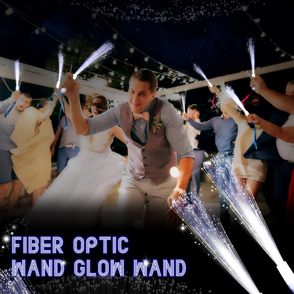 50 Pcs White Fiber Optic Wands Bulk Wedding Sparklers Party Favors LED Light Glow Sticks with 3 Modes Long Flashing Glow for Birthday Wedding Bridal Shower Glow in the Dark Party Favors