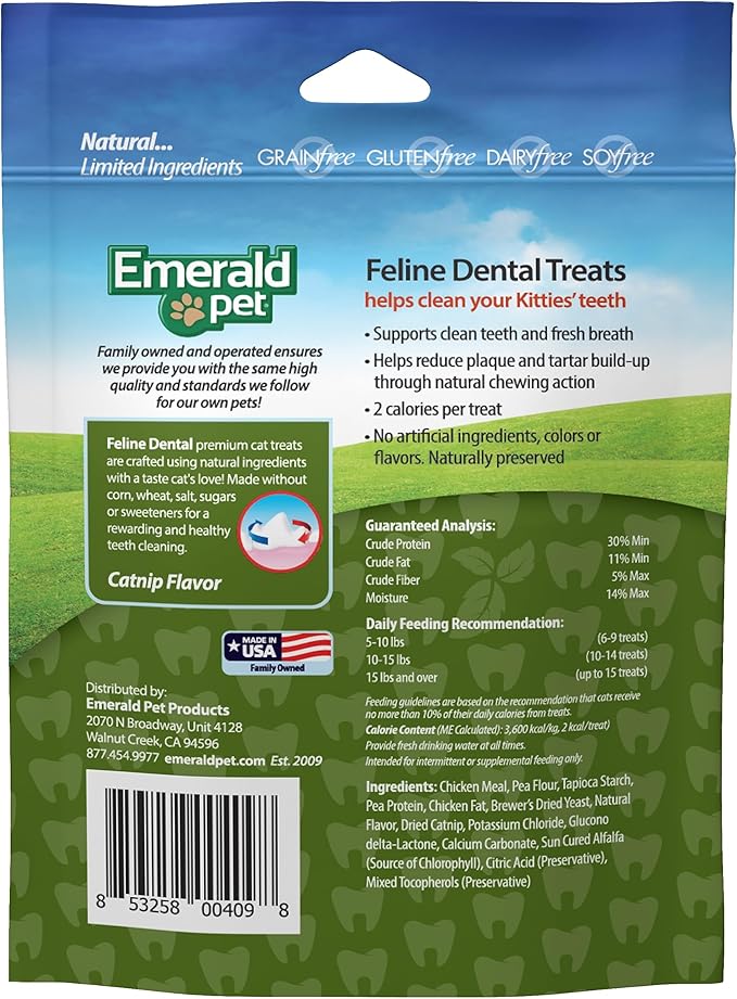 Feline Dental Treats — Tasty and Crunchy Cat Dental Treats Grain Free — Natural Dental Treats to Clean Cat Teeth, Freshen Cat Breath, and Reduce Plaque and Tartar Buildup — Catnip Treats, 3 oz-PawvioPets