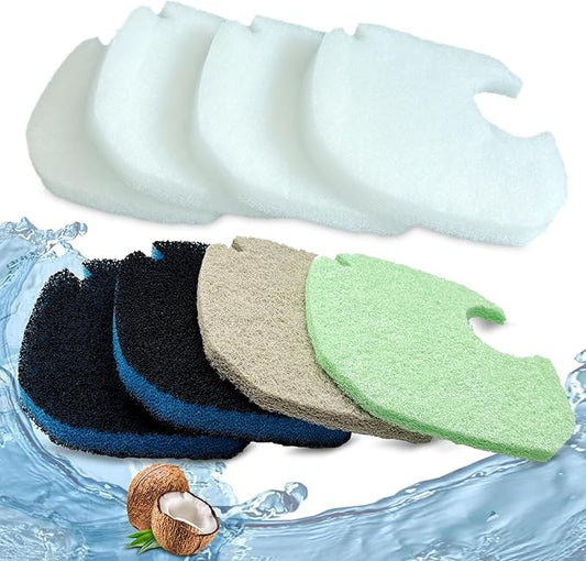 8 Pack Upgraded Filter Pads for AMOSIJOY Aquarium Canister Filter; White Floss, Removing Ammonia and Phosphate, and Activated Carbon Sponge Bio Pads, Compatible with PONDFORSE 172/225/265GPH Canister-PawvioPets