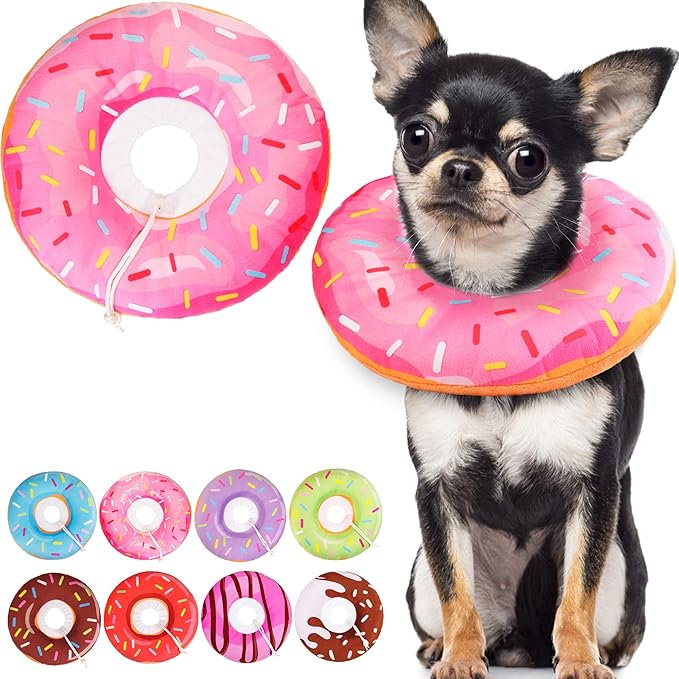 Cat Cone Collar Soft, Cute Cat Donut Collar After Surgery, Adjustable Kitten Recovery Cones to Stop Licking, Lightweight Neck Elizabethan Collars for Cats Kittens (Pink, Large)-PawvioPets