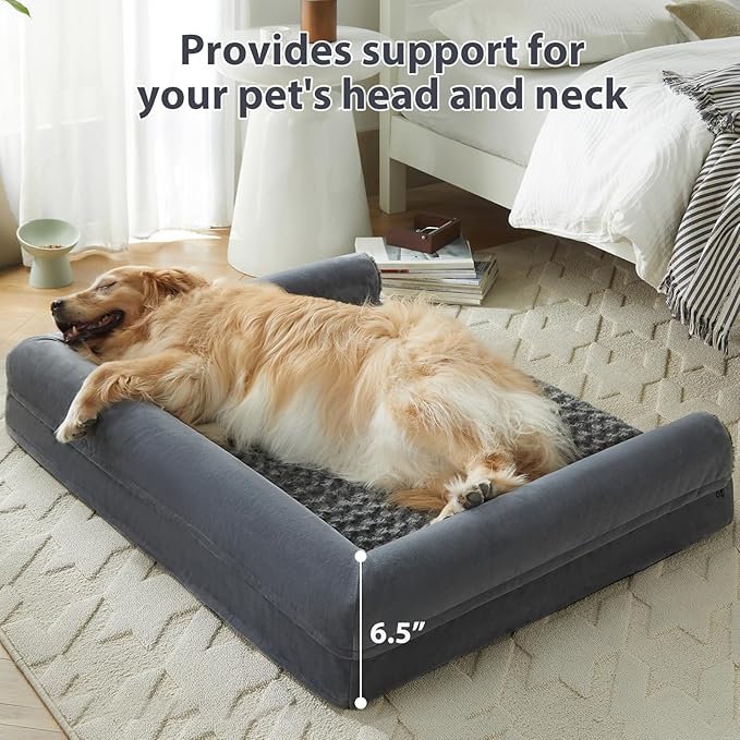 BFPETHOME Dog Beds for Large Dogs, Orthopedic Dog Bed for Medium Large Dogs,Big Waterproof Couch Pet Bed with Removable Washable Cover-PawvioPets