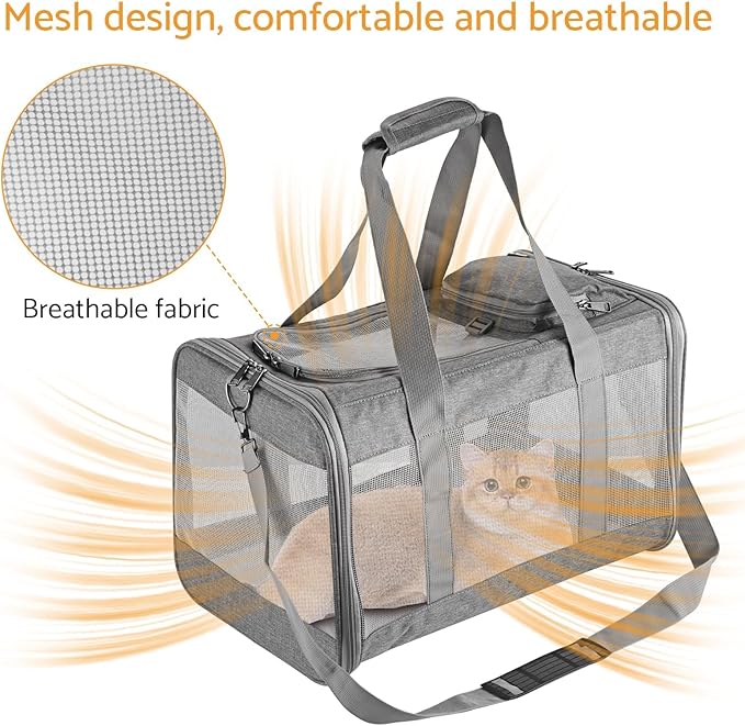 Airline-Approved Pet Carrier Cat Carrier Dog Carrier - Stylish Lightweight, Handheld & Crossbody, Honeycomb Support, Anti-Escape Design for Travel, Walks & Daily Outings-PawvioPets