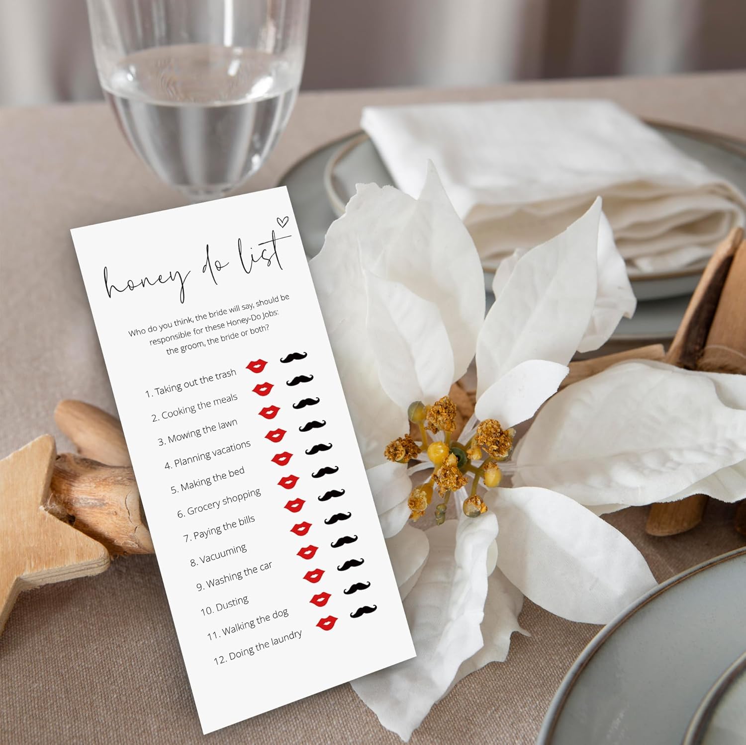 Bridal Shower Games, Honey Do List, 25Pcs 4x9inch Minimalist White Double-Sided Bridal Game Cards, Wedding Shower Games for Guests, Engagement Bachelorette Party Supplies - A21