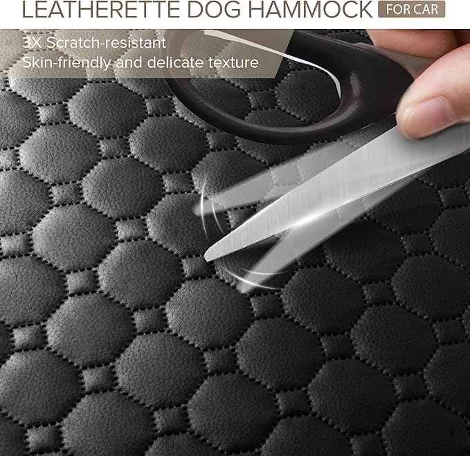 Back Seat Extender for Dogs Holds 400lbs, PU Leather Hard Bottom Car Seat Cover for Dogs,Heavy Duty Dog Car Seat Cover for Back Seat, Waterproof Dog Hammock for Car, Large Pet Bed for Car, Suv, Truck-PawvioPets