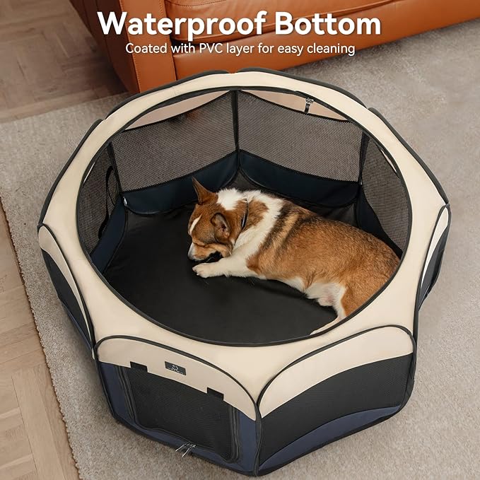 A4Pet Portable Dog Playpen for Small Dogs, 27" Foldable Small Pet Playpen for Puppy/Cat/Rabbit/Chick, Indoor Cat Playpen with Removable Zipper & Mesh Panel(11”W × 7.5”H)-PawvioPets