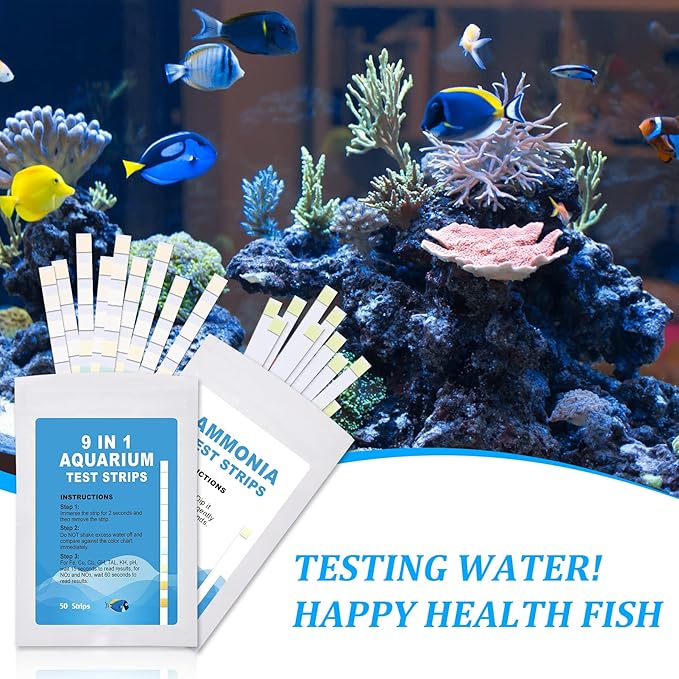 Aquarium Test Strips for Freshwater: 10 in 1 Aquarium Ammonia Test Strips for Fish Tank Ammonia Test Kit for Aquarium Pond - Testing Ammonia Nitrate Nitrite pH,etc-PawvioPets