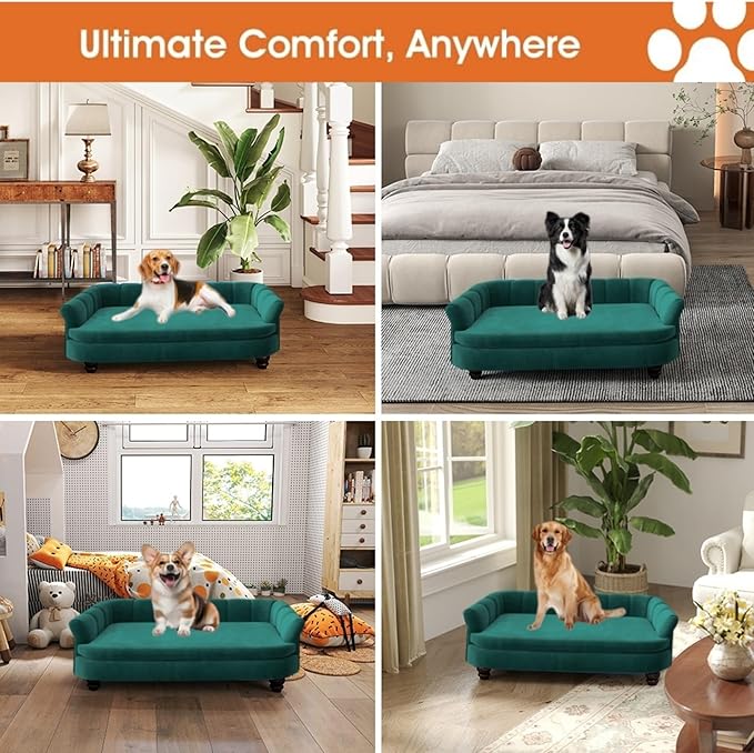 Dog Couch Sofa Bed, Comfortable Pet Sofa for Large and Medium Dogs, Soft Velvet Cushion, Durable Dog Furniture for Living Room-PawvioPets