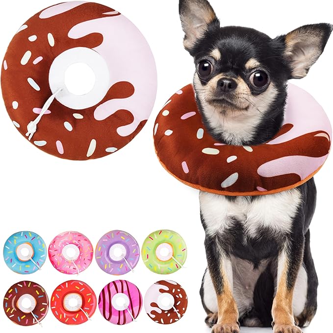 Cat Cone Collar Soft, Cute Cat Donut Collar After Surgery, Adjustable Kitten Recovery Cones to Stop Licking, Lightweight Neck Elizabethan Collars for Cats Kittens (Chocolate, Large)-PawvioPets