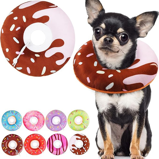 Cat Cone Collar Soft, Cute Cat Donut Collar After Surgery, Adjustable Kitten Recovery Cones to Stop Licking, Lightweight Neck Elizabethan Collars for Cats Kittens (Chocolate, Large)-PawvioPets