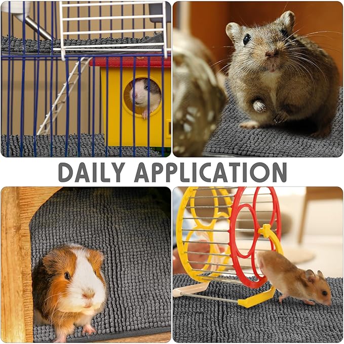 Amylove 4 Pcs Guinea Pig Cage Liner Guinea Pig Bedding Washable Fleece Pee Pads Reusable Small Animals Training Mat Small Animal Sleeping Bed for Bunny Hamster(Dark Gray,12 x 12 Inch)-PawvioPets