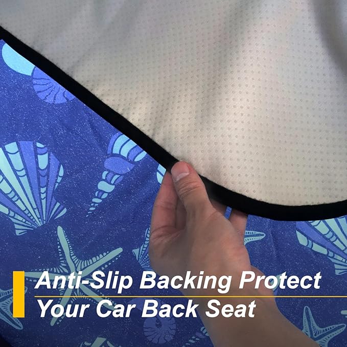 Back Seat Cover for Car Trucks Van SUV,Waterproof Rear Bench Towel Seat Covers for Dogs and Kids,Automotive Backseat Protector (Conch Shells Starfish)-PawvioPets
