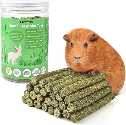 Bissap Timothy Hay Sticks for Rabbits 38PCS, Natural Timothy Grass Molar Teeth Stick Chew Toys for Bunnies Chinchillas Guinea Pigs Hamsters and Other Small Animals Treats-PawvioPets