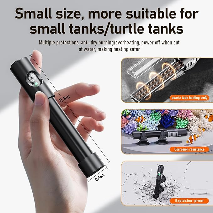 Aquarium Heater,50w/100w/150w/200w/300w/500w Submersible Fish Tank Heater,External LED Controller, with Over-Temperature Protection and Automatic Power-Off When Leaving Water for.-PawvioPets