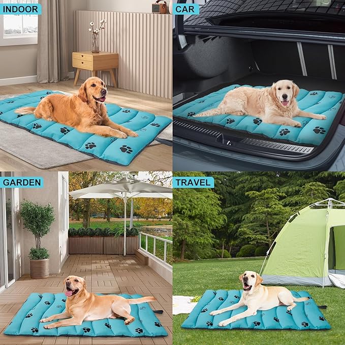 BINGPET Outdoor Travel Dog Bed for Large/Medium Dogs,Portable Waterproof Camping Mat with Carry Bag,Foldable Outside Bed,Machine Washable Indoor Pet Mat for Small,Medium and Large Dogs 26"x43"-PawvioPets