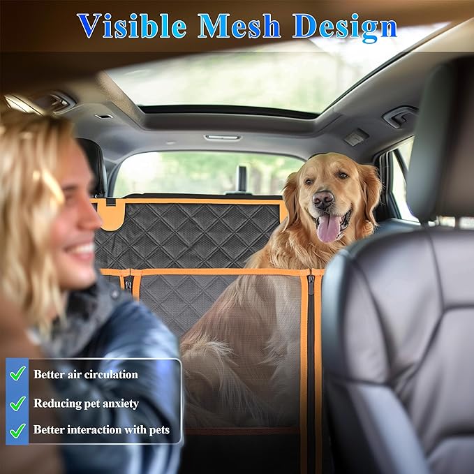 Dog Car Seat Cover for Back Seat, Hard Bottom Car Seat Cover for Dogs with Door Protectors for Traveling and Camping with Pets, Dog Car Seat Waterproof and Scratch-Resistant, Suitable for Cars-PawvioPets