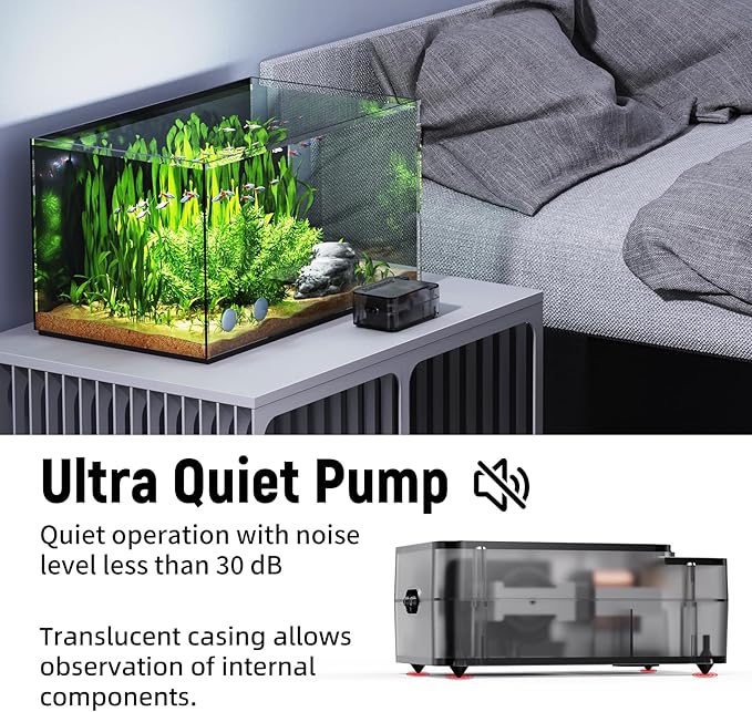 Fish Tank Air Pump,Ultra-Silent/Small Size/More Output Aquarium Air Pump 2w/57GPH/18Kpa,with Air Stone Bubbler,Adjustable Airflow,Dual Outlet,Suitable for 40-60 Gallon Fish Tank-PawvioPets