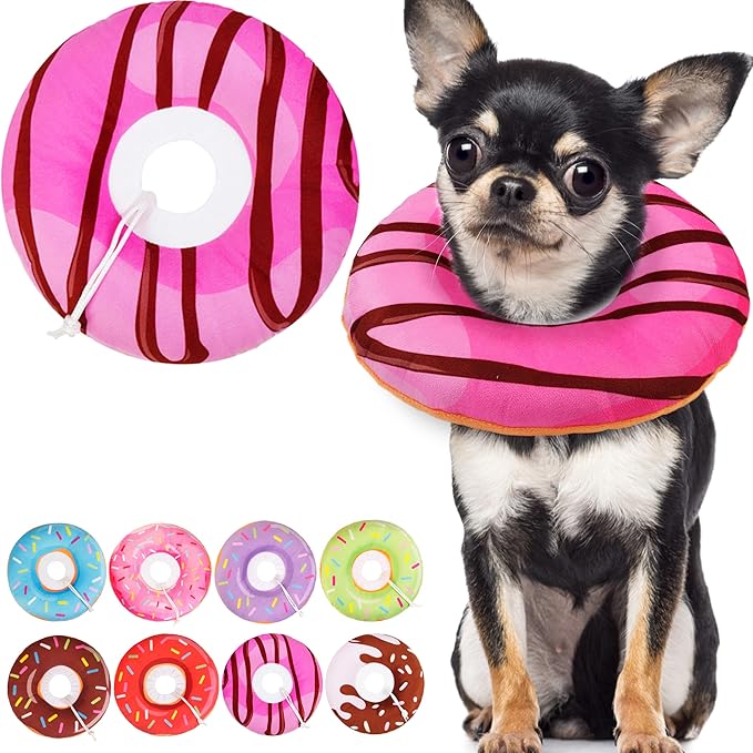 Cat Cone Collar Soft, Cute Cat Donut Collar After Surgery, Adjustable Kitten Recovery Cones to Stop Licking, Lightweight Neck Elizabethan Collars for Cats Kittens (Chocolate Pink, Large)-PawvioPets