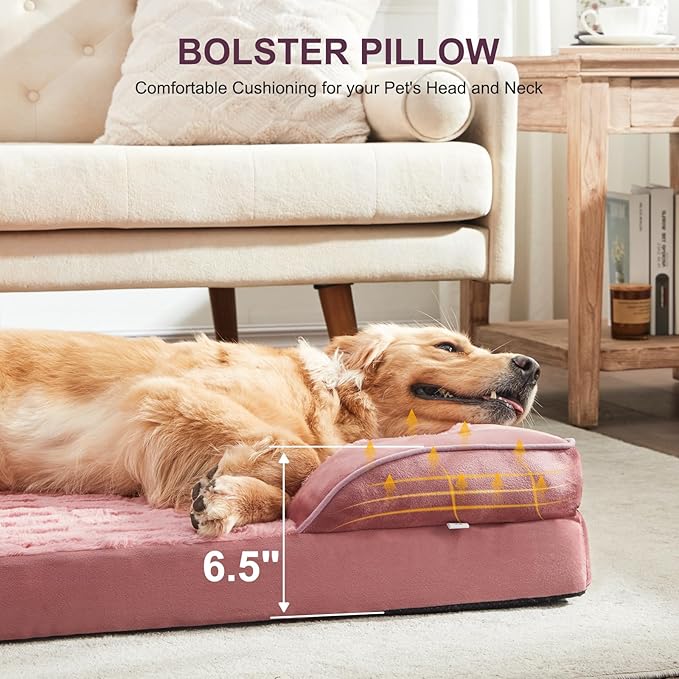 FURTIME Orthopedic Bed for Large Dogs, XL Washable Dog Beds Large Sized Dog, Comfy Supportive Foam Pet Couch Bed with Removable Washable Cover, Waterproof Extra Large Sofa Bed Foam and Nonskid Bottom-PawvioPets