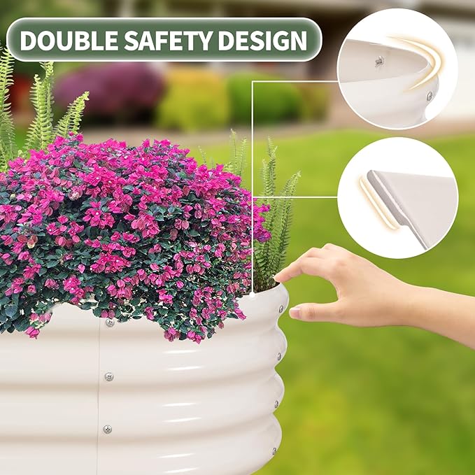 1MORE Galvanized Raised Garden Bed- Planter Garden Boxes Outdoor, Raised Beds for Gardening, 4x2x1ft Metal Garden Bed Kit for Vegetables Flower, Planter Raised Beds with Tools.White-2pack-PawvioPets