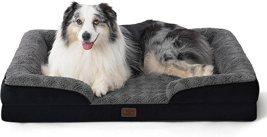 Bedsure XL Orthopedic Dog Bed for Extra Large Dogs - Washable XLarge Dog Cat Bed Waterproof, Comfort Dogs Couch Sofa with Washable Removable Cover, Pet Bed with Nonskid Bottom, Plush-Black, 42"-PawvioPets
