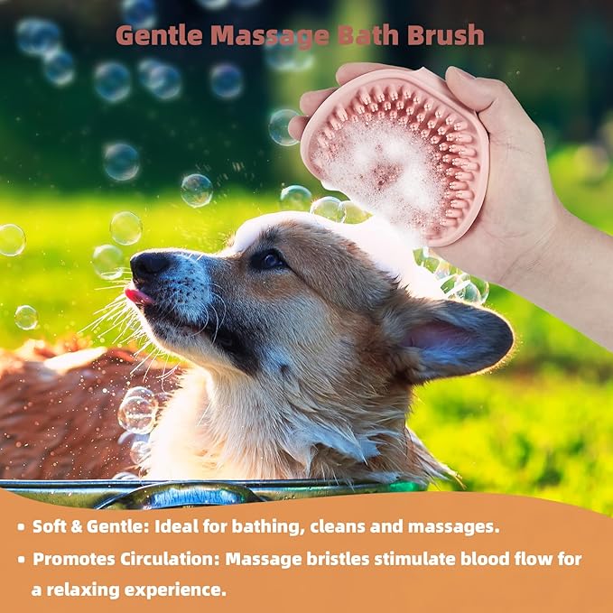 3PCS Cat & Dog Brush Set: Slicker & Deshedding Brush, Dematting Comb, and Bath Brush – Premium Grooming Tools for Shedding & Tangle-Free Fur (pink)-PawvioPets