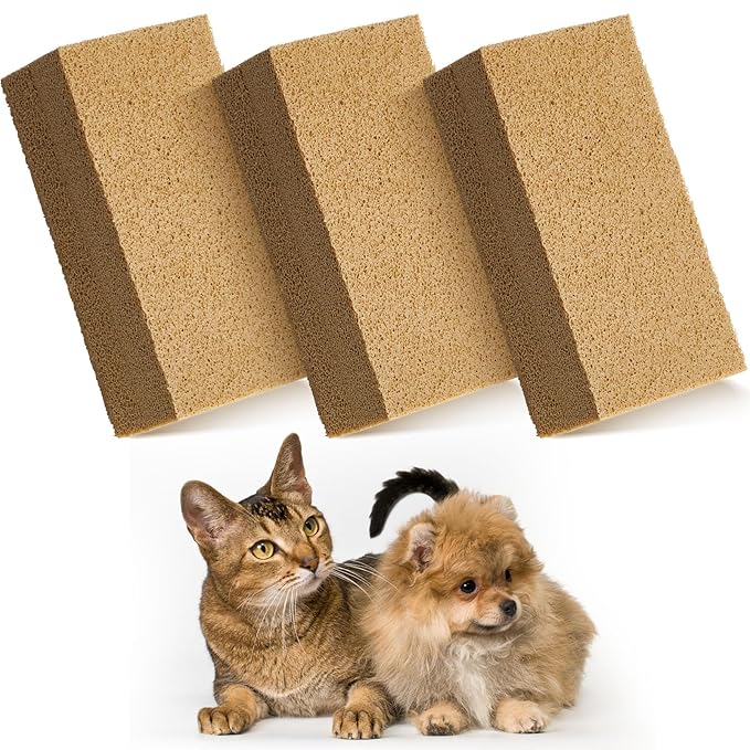 3 Pack Pet Hair Remover Sponge Cat and Dog Hair Sponge Rubber Pet Fur Lifter Removal Tool, Remove from Furniture, Carpet, Bedding, Clothing, 6.26 x 3.28 x 1.89 Inch-PawvioPets