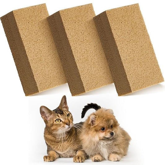3 Pack Pet Hair Remover Sponge Cat and Dog Hair Sponge Rubber Pet Fur Lifter Removal Tool, Remove from Furniture, Carpet, Bedding, Clothing, 6.26 x 3.28 x 1.89 Inch-PawvioPets