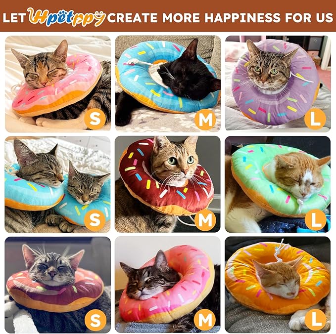 Cat Cone Collar Soft, Cat Recovery Collar for Wound Healing Cute Donut Adjustable Kittens Cones to Stop Licking Comfortable Lightweight Neck Elizabethan Collars for Cats Kittens After Surgery-PawvioPets