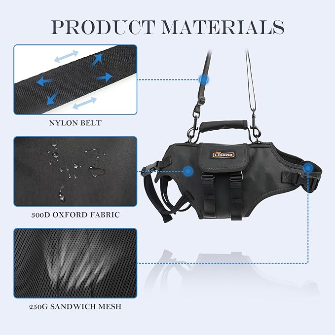 Dog Lift Harness, Full Body Support with Adjustable Control Handle for Medium Senior Dogs, Post-Surgery Recovery & Joint Problems (Oxford Cloth, M)-PawvioPets