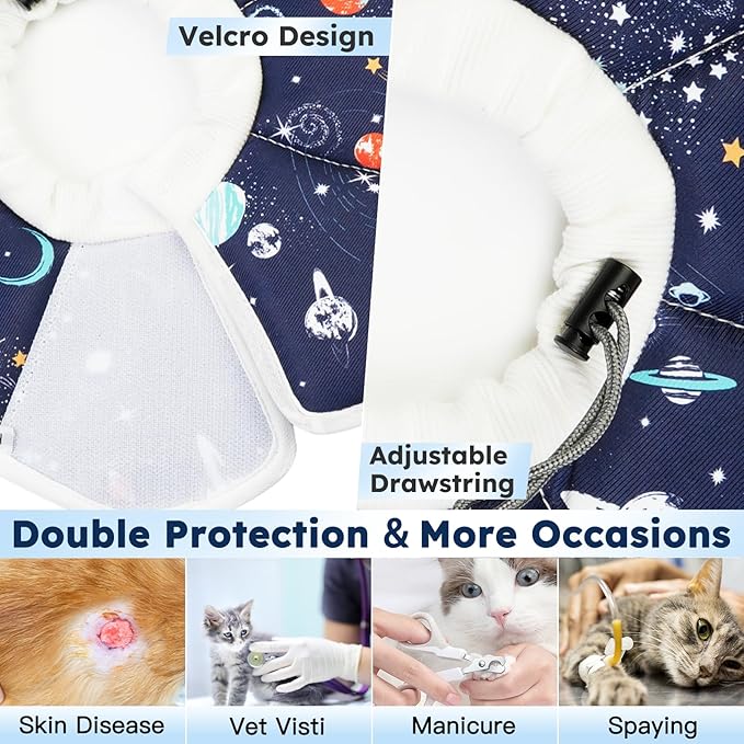 Cat Cone Collar Soft, Waterproof Cat Recovery Collar After Surgery, Adjustable Pet Donut Collar, Safety Elizabethan Collar to Prevent Licking Wounds for Kittens, Pet Cone Alternative-PawvioPets
