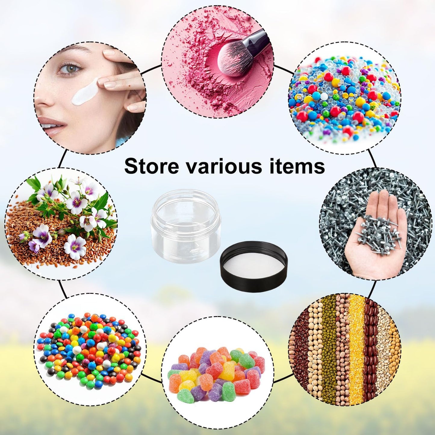 96 Packs 3.5 OZ Transparent Plastic Jars with black Lids, Body Butter Containers, Cosmetic Containers jars for Kitchen Ingredients, beads, sequins, Lotion, Cream, DIY Crafts and More by KUKLIPJIM.