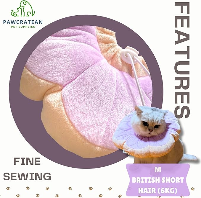 Adjustable Comfy Flower Style Elizabeth Collar for Cats Puppies Soft Recovery Cone Pet Protective Neck Collar (Purple, Small)-PawvioPets