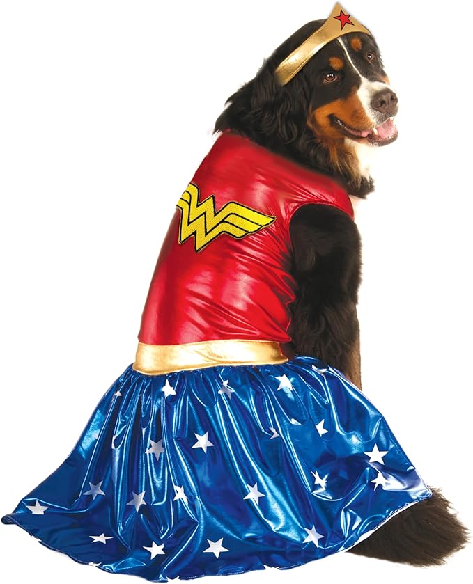 DC Comics: Wonder Woman Pet Costume for For Dogs or Cats by Rubies, XXXL-PawvioPets
