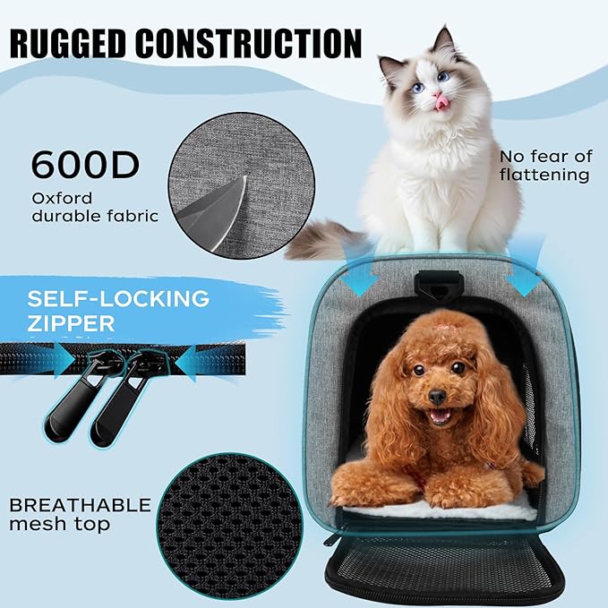 Carriers Soft-Sided Pet Carrier Case for Small Medium Cats Dogs Puppy Under 15 lbs,Airline Approved Cat Carrier with 4 Ventilated Windows (Medium,Grey&Black)-PawvioPets