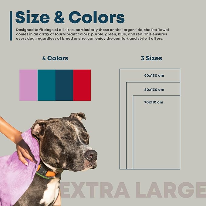Extra Large Dog Towel Soft Absorbent Bath Pet Towels for Drying Dogs, Elastic Terry Microfiber Soft Towel, Machine Washable, Quick Dry, Multipurpose (L, XL, 2XL) (Green, L)-PawvioPets