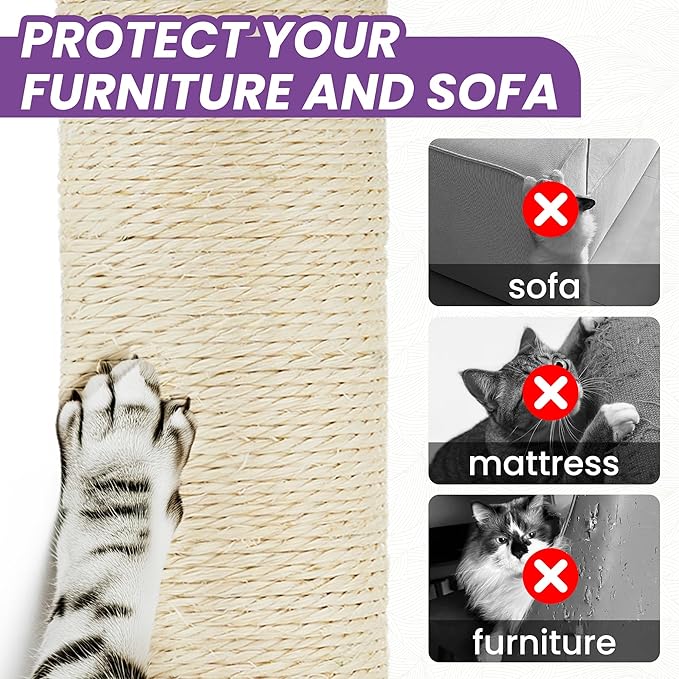 55 Inch Large Cat Tree Tower for Indoor Cats with Hammock Green Leaves Sisal Scratching Post, Plush Hang Ball Play Furniture for Kittens & Adult Cats, New Purple-PawvioPets