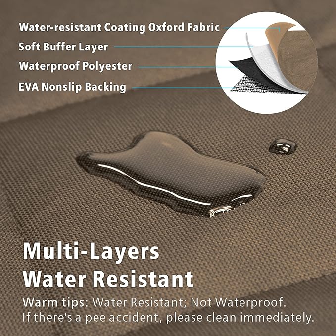 F-color SUV Cargo Liner for Dogs, Water Resistant Pet Cargo Cover Dog Seat Cover Mat for SUVs Sedans Vans with Bumper Flap Protector, Non-Slip, Large Size Universal Fit, Brown-PawvioPets