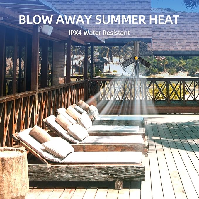 24 inch Outdoor Oscillating Wall Mounted Fan, High Velocity IPX4 Waterproof 7600 CFM Industrial Metal Wall Fan, 2 Speed, Adjustable Tilt, for Greenhouse, Patio, Garage, Workshop-PawvioPets