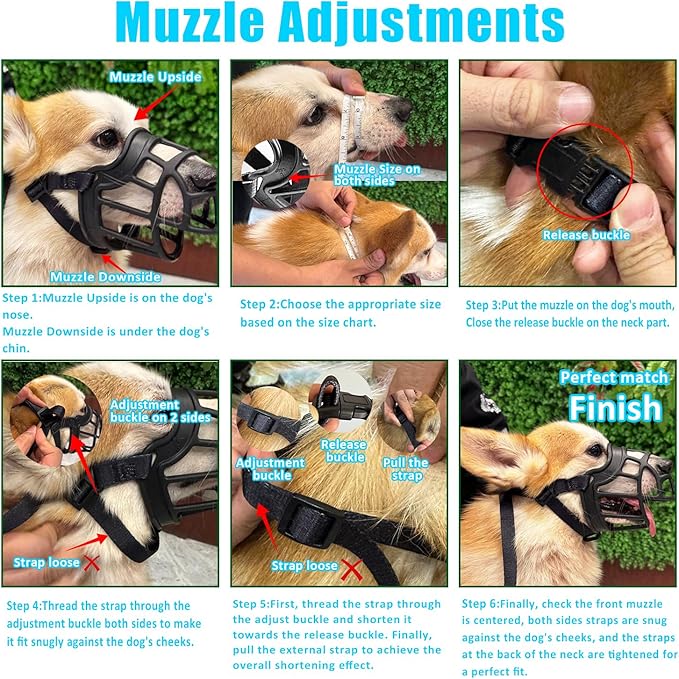 Dog Muzzle, OKKIC Basket Muzzle Anti Biting Chewing, Sturdy Lightweight Muzzle Allows Panting Drinking,Muzzle for Small Medium Large Dogs, Suitable for Grooming Trimming Training (Black, Size5)-PawvioPets