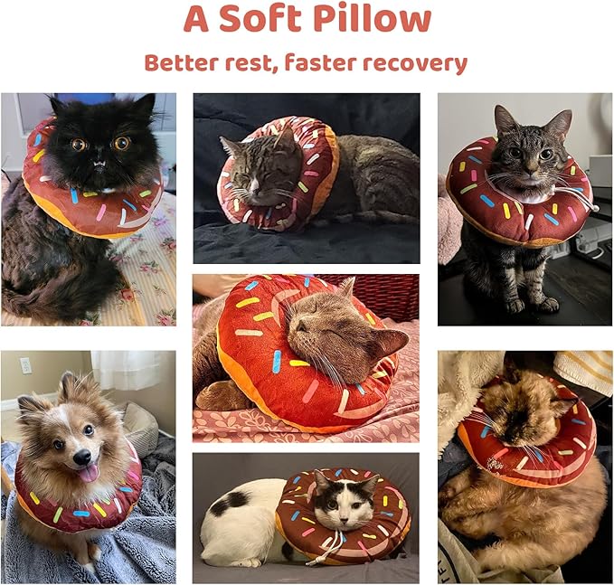 Amakunft Adjustable Cat Cone Collar Soft, Cat Recovery Collar, Cone for Cat After Surgery, Cat Neck Cone, Elizabethan Collar for Cat and Kitten (Donut M (Neck:6"-13"))-PawvioPets