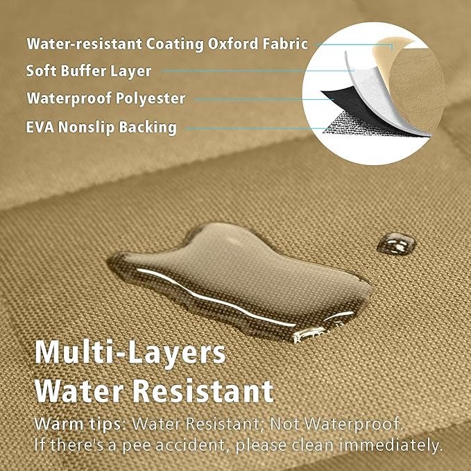 F-color SUV Cargo Liner for Dogs, Water Resistant Pet Cargo Cover Dog Seat Cover Mat for SUVs Sedans Vans with Bumper Flap Protector, Non-Slip, Large Size Universal Fit, Khaki-PawvioPets