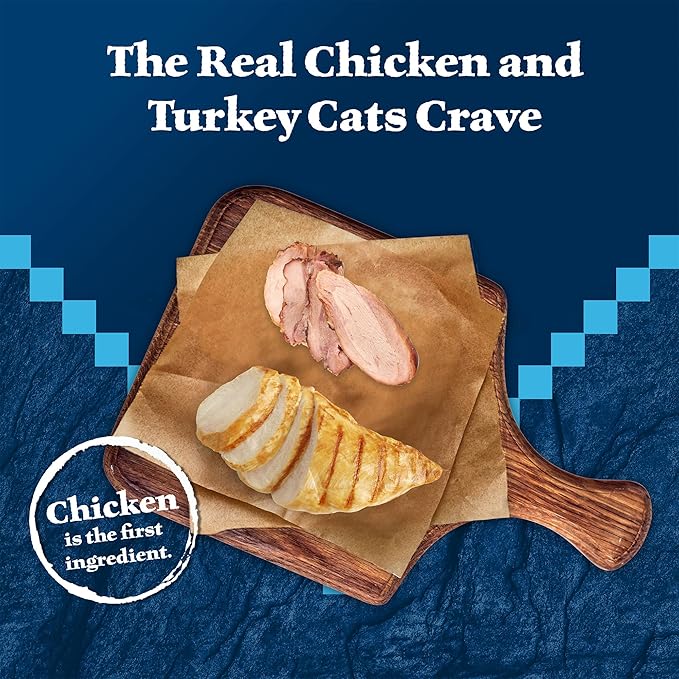 Blue Buffalo Wilderness Wild Delights Meaty Morsels Wet Cat Food, High-Protein & Grain-Free, Made with Natural Ingredients, Chicken & Turkey Recipe in Tasty Gravy, 3-oz. Cans (24 Count)-PawvioPets