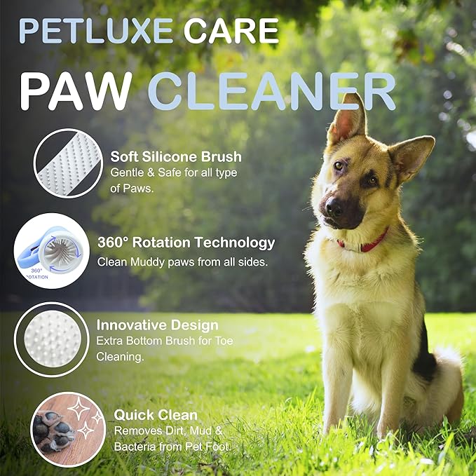 Dog Paw Cleaner for Small & Medium Dogs – Portable Paw Washer Cup with Soft Silicone Brush, Towel & Moisturizing Balm – Gently Cleans Muddy Paws After Walks (Blue, Medium)-PawvioPets