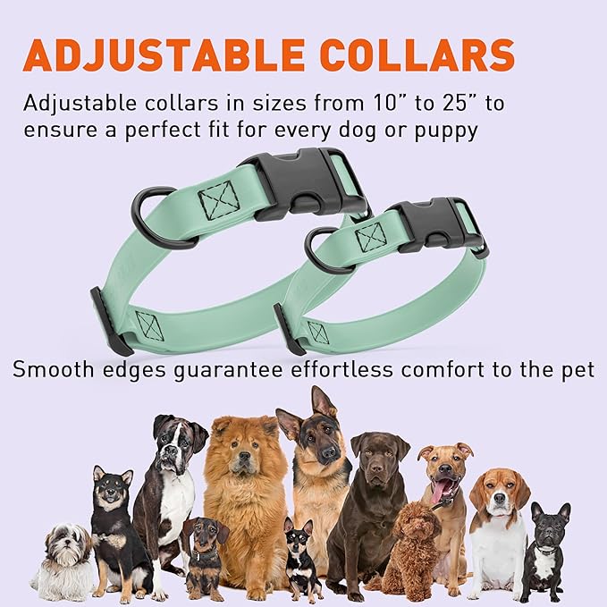 Dogline Biothane Waterproof Dog Collar with Quick Release Buckle Strong Coated Nylon Webbing with Odor- Proof for Easy Care Easy to Clean Fits Small Medium Large Dogs, Sage Green 1" W 15-23" L-PawvioPets