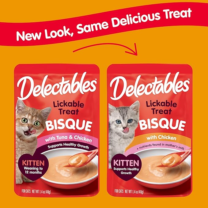 Delectables Bisque Kitten Lickable Wet Cat Treats - Tuna & Chicken (pack of 12) ( Packaging May Vary )-PawvioPets