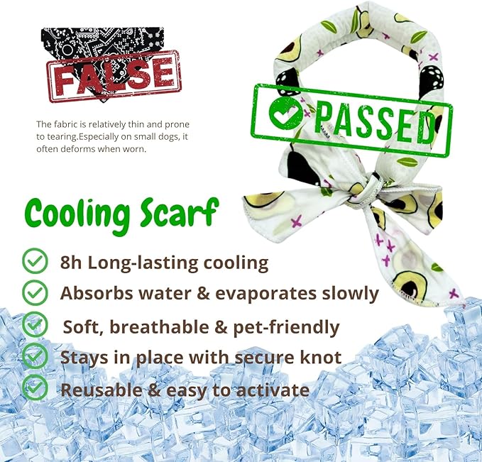 2pcs Cooling Scarf for Pets,Summer Cooling Scarves Keep Cats and Dogs Cool, Reused,Rrecycled,Suitable for Dogs (2pcs-Avocado)-PawvioPets