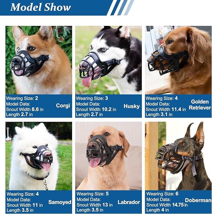 BARKLESS Dog Muzzle, Basket Muzzle Anti Biting Chewing, Sturdy Lightweight Cage Mouth Cover for Small Medium Large Sized Dogs, Allows Panting Drinking, Suitable for Grooming Trimming Training-PawvioPets