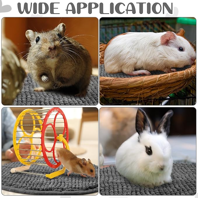 Amylove 4 Pcs Guinea Pig Cage Liner Guinea Pig Bedding Washable Fleece Pee Pads Reusable Small Animals Training Mat Small Animal Sleeping Bed for Bunny Hamster(Dark Gray,Diameter 12 Inch)-PawvioPets