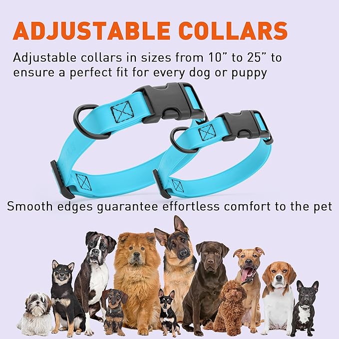 Dogline Biothane Waterproof Dog Collar with Quick Release Buckle Strong Coated Nylon Webbing with Odor- Proof for Easy Care Easy to Clean Fits Small Medium Large Dogs, Cyan Blue 1" W 15-25" L-PawvioPets